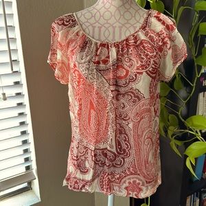 Cap sleeve paisley top